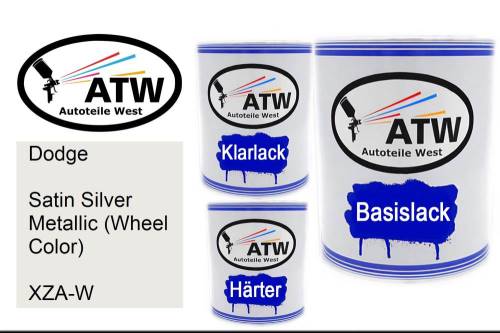 Dodge, Satin Silver Metallic (Wheel Color), XZA-W: 1L Lackdose + 1L Klarlack + 500ml Härter - Set, von ATW Autoteile West.